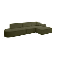 ECKSOFA Ottomane Rechts IREA-L2-v3 - 327x165x77 cm Grün - Platinfarben, Holzwerkstoff/Textil (327/165cm) - ALTDECOR