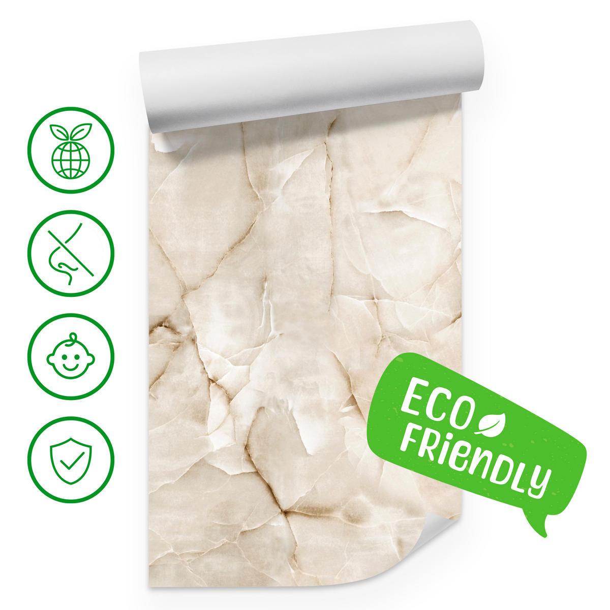 FOTOTAPETE für Wohnzimmer Beige Marmor Muster Stein 300x210 - Beige, Papier (300/210cm) - Muralo