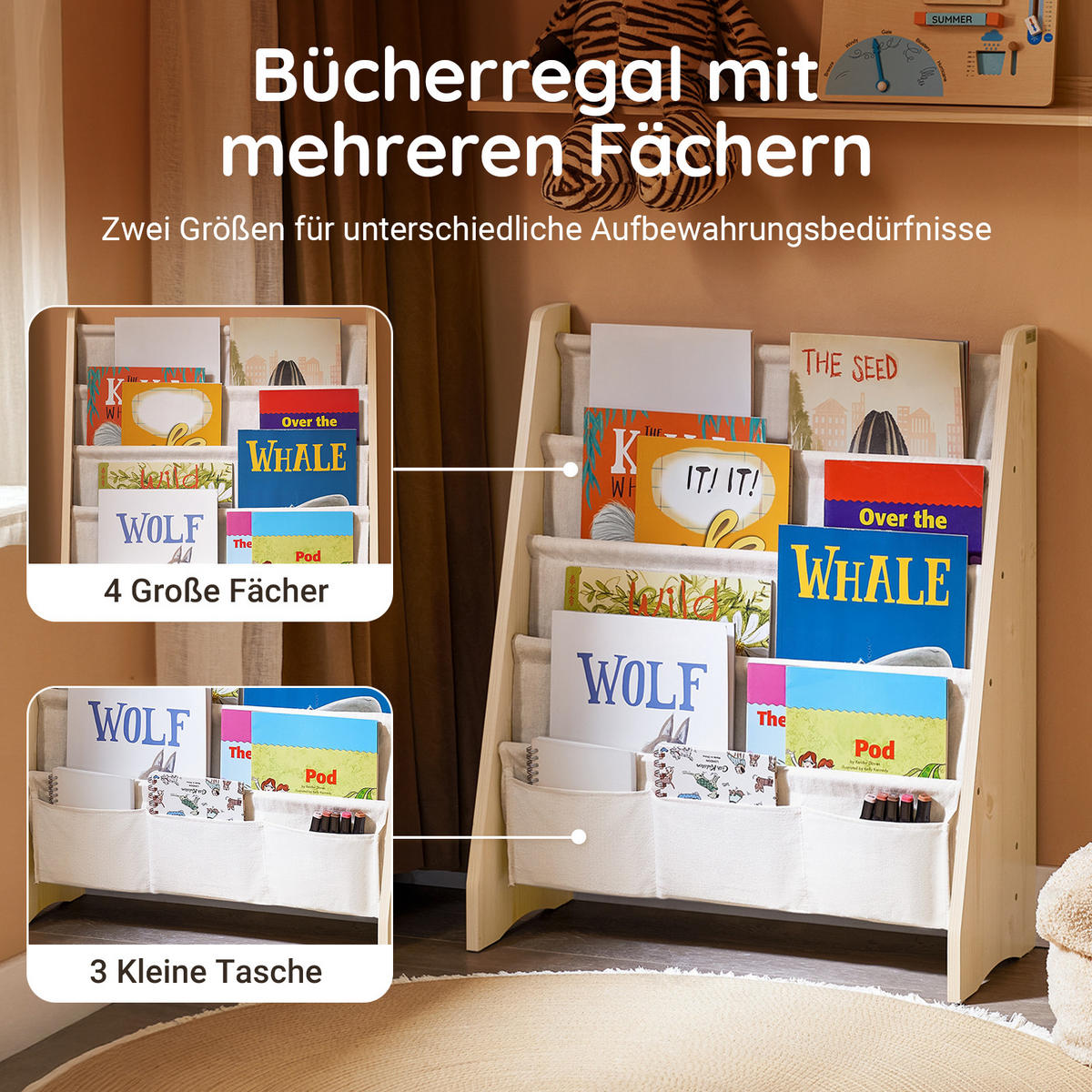 KINDERREGAL Natur - Naturfarben, Holz/Holzwerkstoff (63/76/28cm) - SoBuy