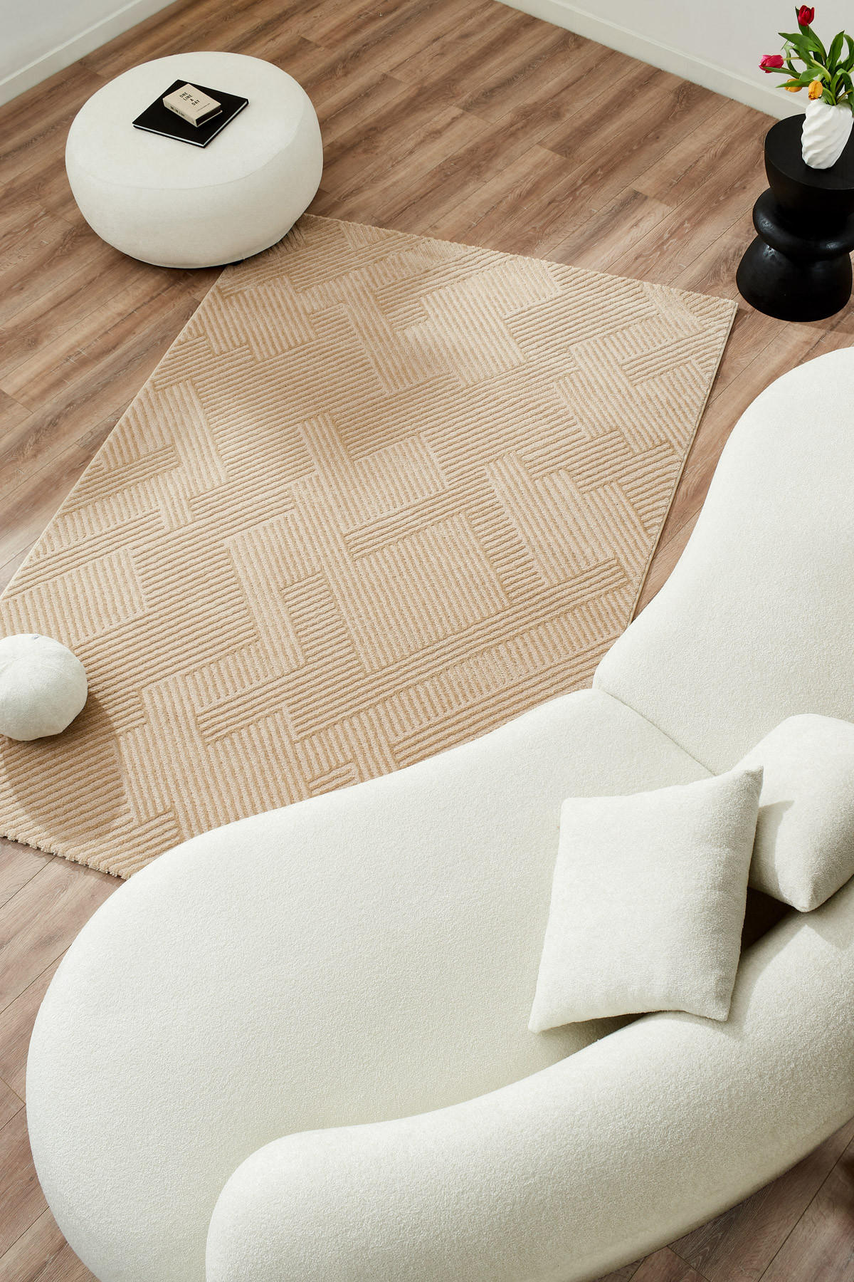 TEPPICH mit grafischem Muster in Beige Bianca 80x150 cm - Beige, Textil (80/150cm) - Nazar Rugs