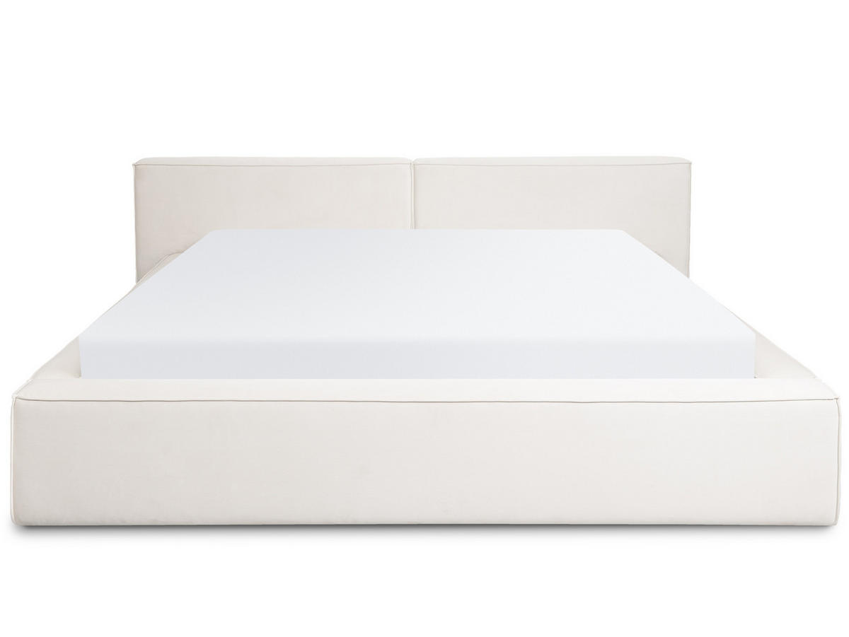 POLSTERBETT Jodie XL Low Cream 200/200 cm Samt mit Bettkasten - Creme, Textil/Metall (200/200cm) - wonello
