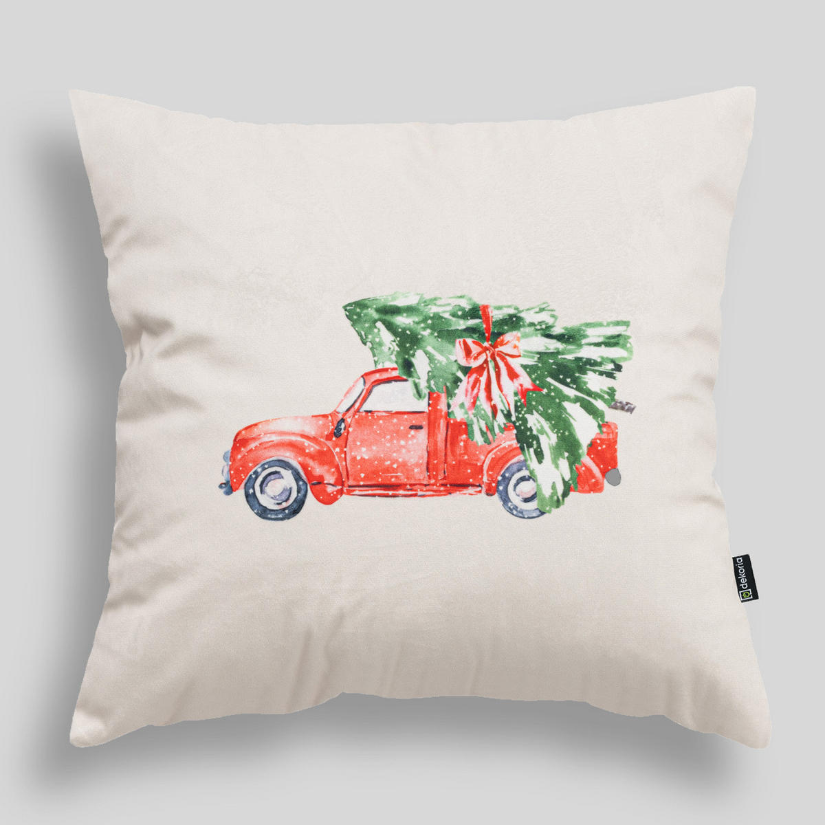 KISSENHÜLLE Christmas Car 43x43 cm - Beige, Textil (43/1cm) - Dekoria