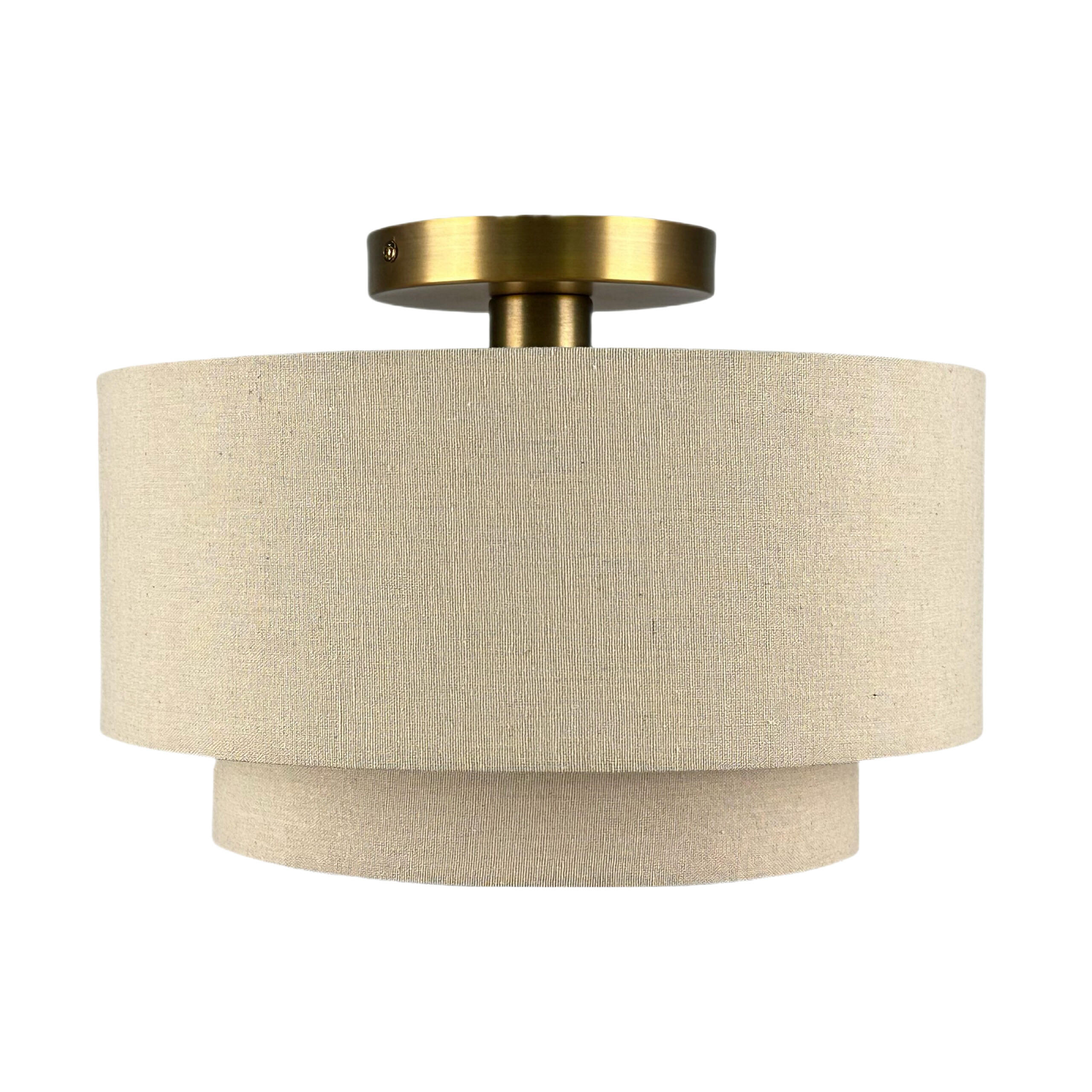 PLAFONIERA Bej bronz in E27 - bej, material textil/metal (35/35/24cm) - Relaxdays