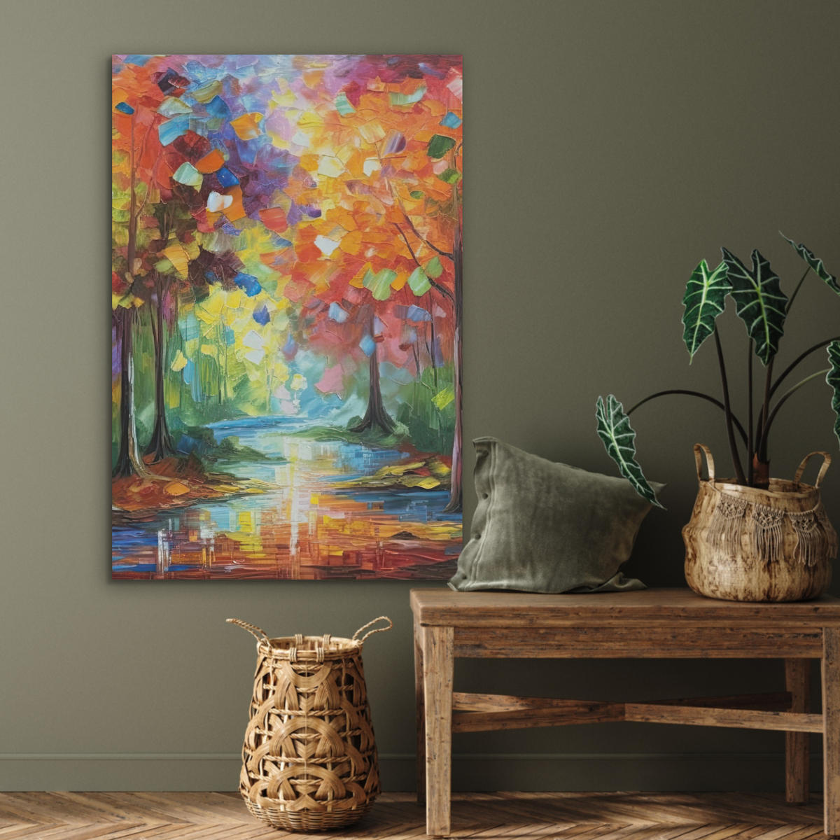 AKUSTIKBILD Landschaft - Wald - Farben - Natur Wanddeko 60x90 cm - Multicolor, Kunststoff (60/90/0.9cm) - MuchoWow