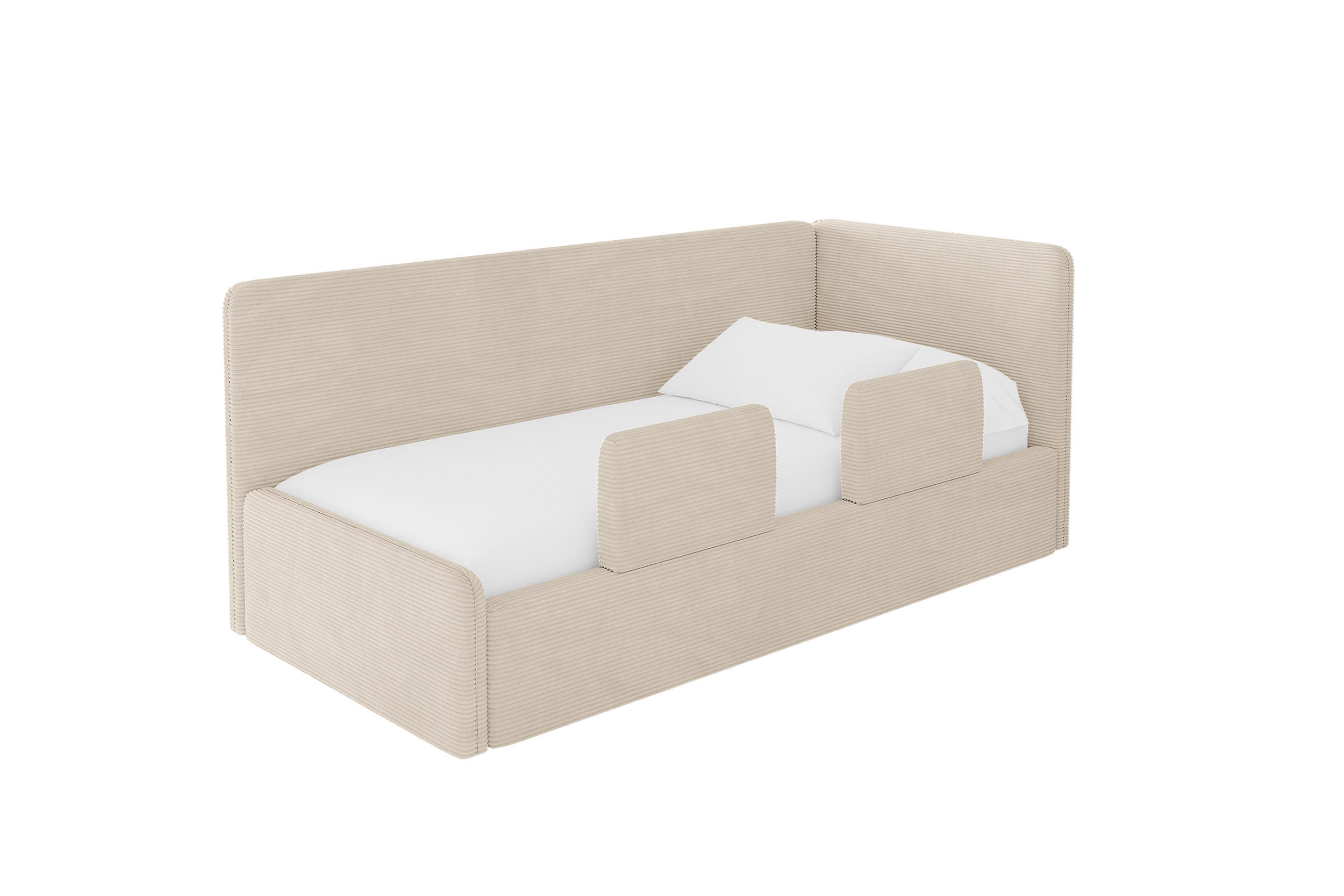 ALTDECOR JEDNOLŮŽKOVÁ POSTEL pro mládež s úložným prostorem a matrací H3/H4, vlevo - NORY 90x200 béžová