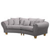 BIGSOFA - Webstoff - Hellgrau/Braun, Holz/Textil (227/95/108cm) - home24