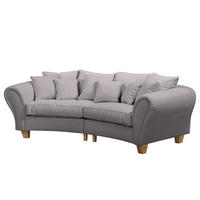 BIGSOFA - Webstoff - Hellgrau/Braun, Holz/Textil (227/95/108cm) - home24
