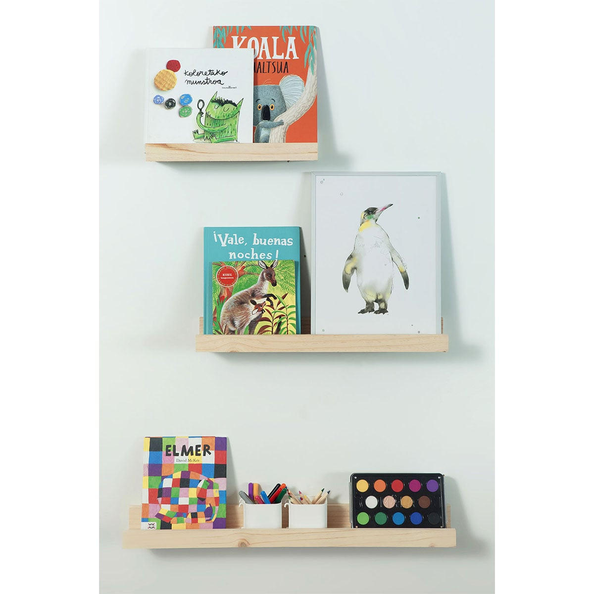 WANDREGAL aus massiver Kiefer - L40 x H7 cm - Eschefarben, Holzwerkstoff (12.5/7/40cm) - Calicosy