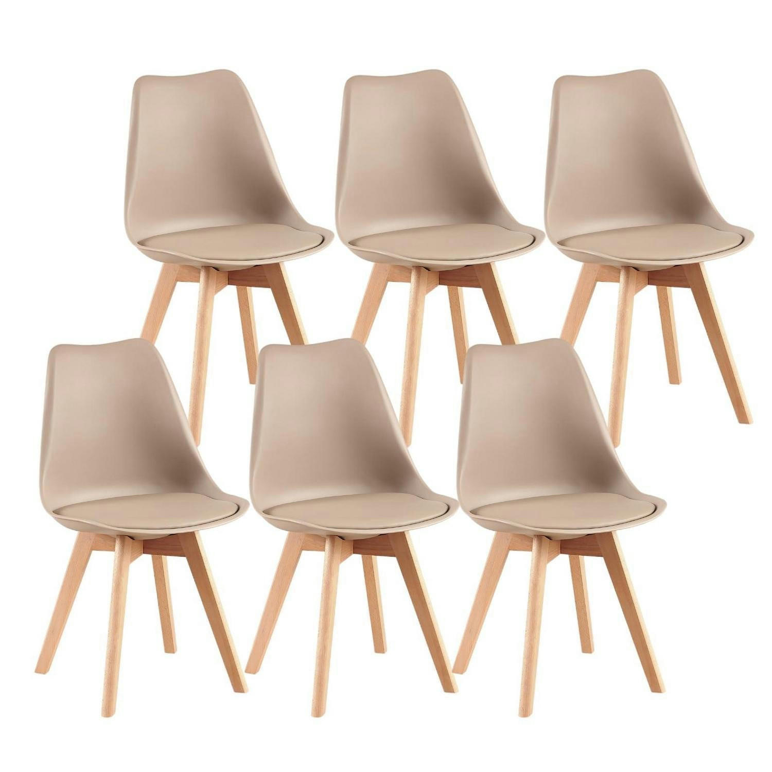 ESSZIMMERSTUHL 6er Set Helles Khaki mit weicher Polsterung und Buchenholzbeinen - Olivgrün, Kunststoff (41/82/47.5cm)