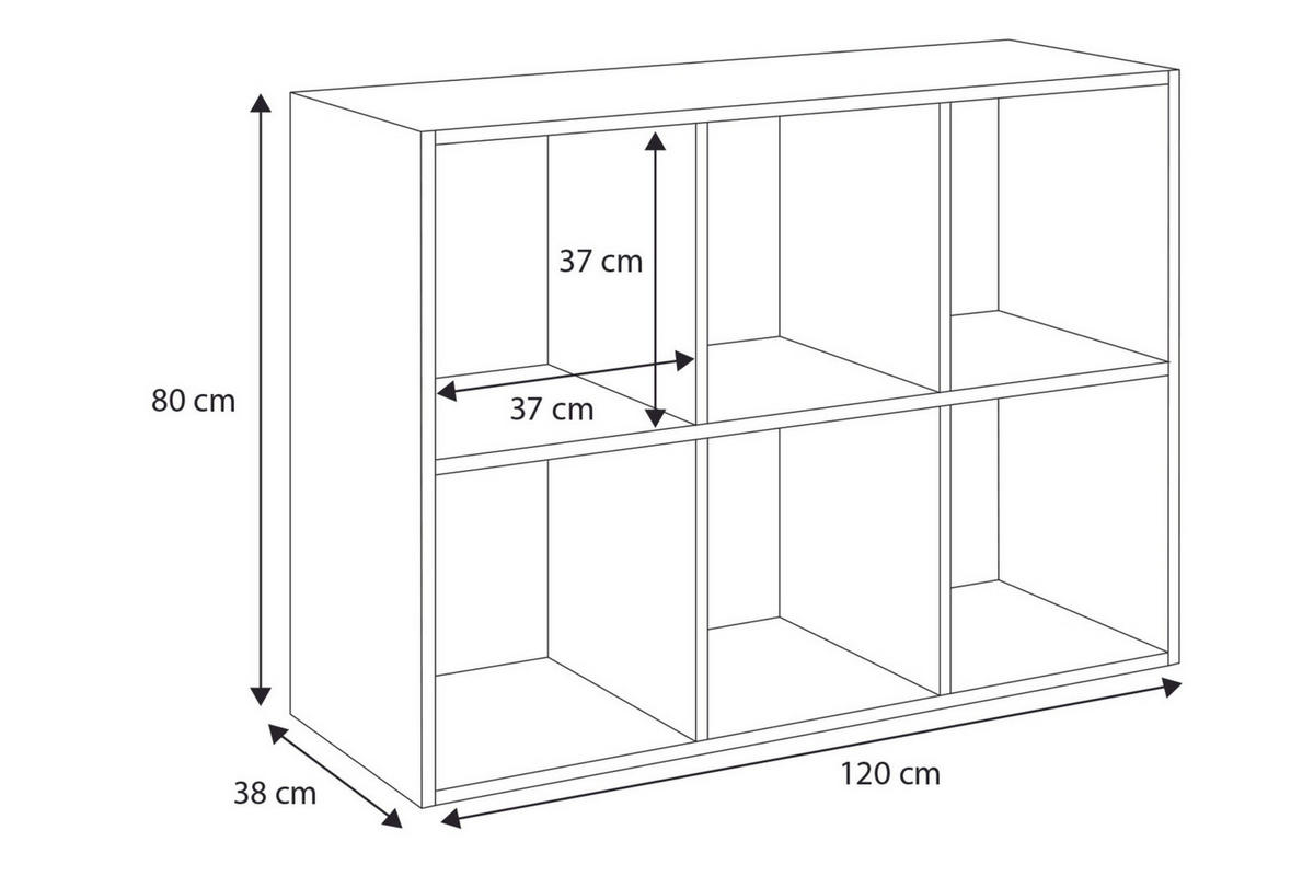 BÜCHERREGAL Loni - Grau, Holzwerkstoff (120/80/38cm) - RAUMHIRSCH FURNITURE