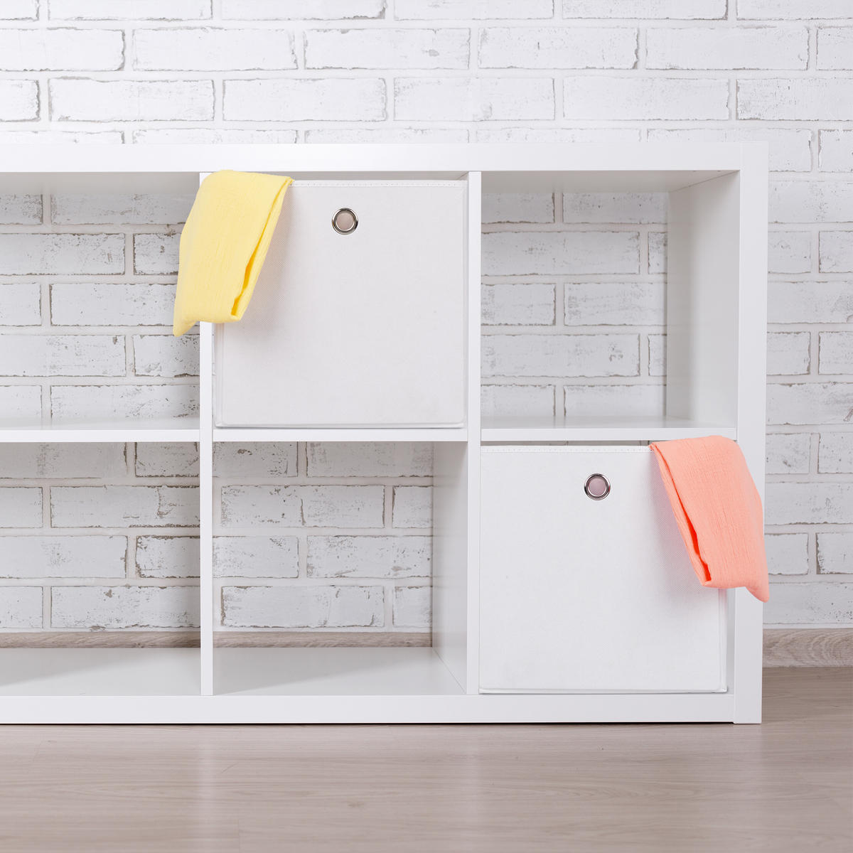 4XAUFBEWAHRUNGSBOX - Weiß, Wellpappe/Textil (30/30/30cm) - Relaxdays