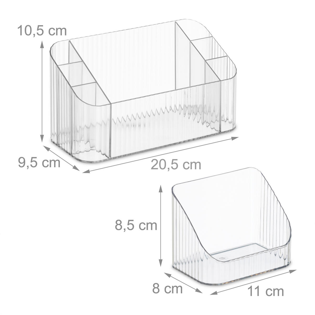 2xKOSMETIK-ORGANIZER - Transparent, Kunststoff (20.5/10.5/9.5cm) - Relaxdays