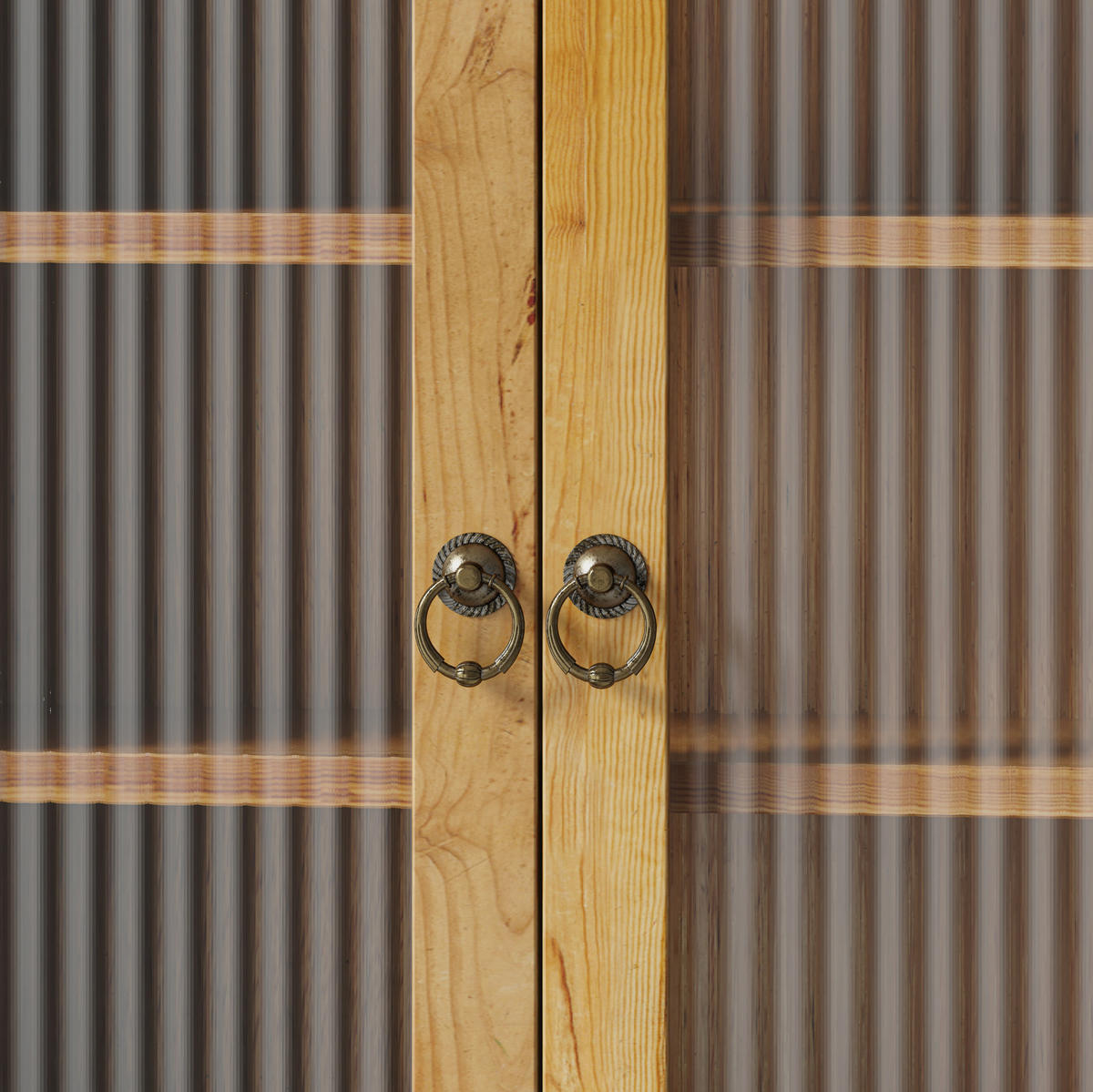 KÜCHENOBERSCHRANK 100/20/80 cm in Natur mit 4 Türen, Glasfront und Hakenleiste - Naturfarben, Holz (100/80/20cm) - BEAOK