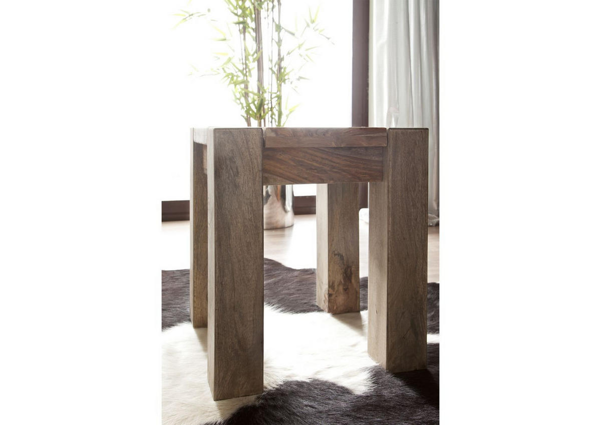 HOCKER Sheesham 40x40x45 grau geölt NATURE GREY #10 - Grau, Holzwerkstoff (40/45/40cm)