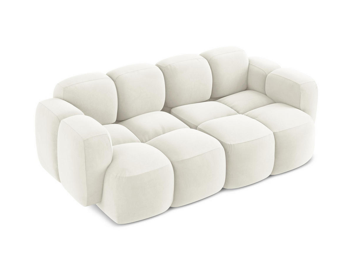 2-SITZER SOFA Samt Stoff Beige - Hellbraun/Schwarz, Holzwerkstoff/Kunststoff (210/72/115cm) - Makamii