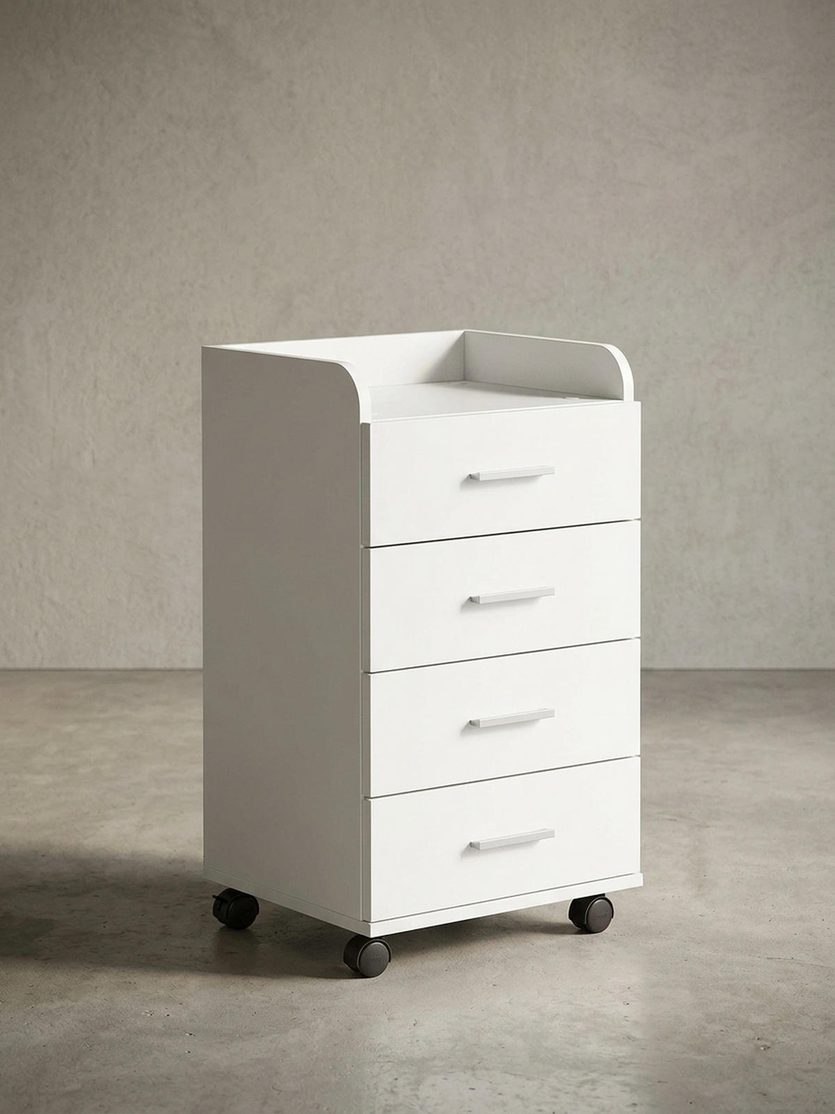 ROLLCONTAINER 4 Schubladen Ablage Melaminbeschichtet ISONZO, Weiß 40x33x71 cm - Schwarz/Weiß, Holz/Kunststoff (40/71/33cm) - KADIMA DESIGN