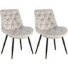 STUHL 2er Set Samt Grau - Schwarz/Grau, Textil/Metall (56/85/63cm) - CLP