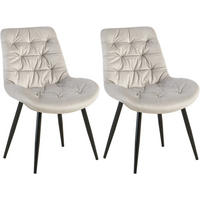 STUHL 2er Set Samt Grau - Schwarz/Grau, Textil/Metall (56/85/63cm) - CLP