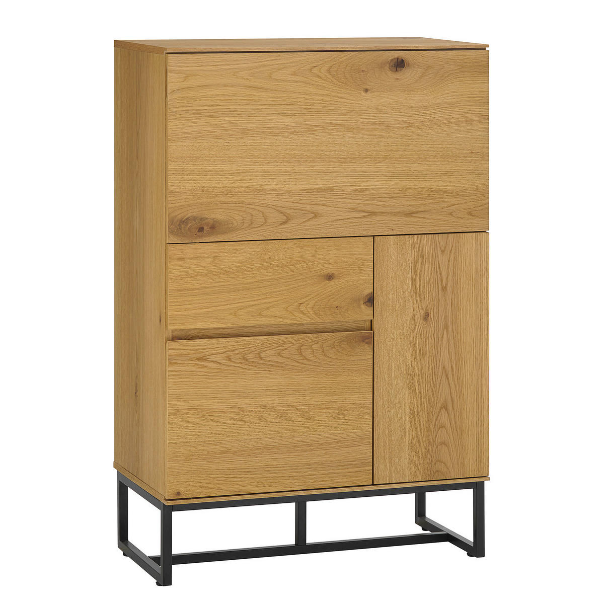 SEKRETÄR - Echtholzfurnier / Eisen - Eiche / Schwarz - Braun, Holzwerkstoff/Metall (40/75/115cm) - home24