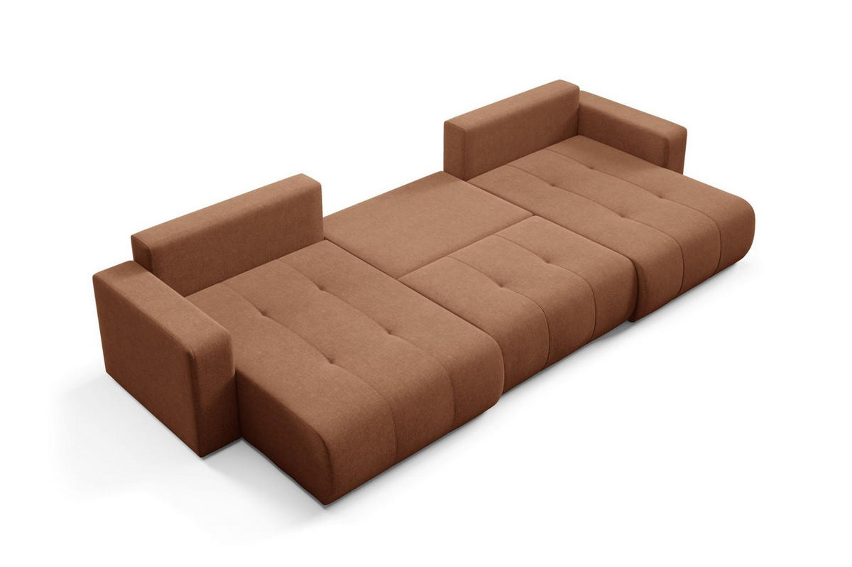 WOHNLANDSCHAFT Augusto - Kupferfarben, Holzwerkstoff/Textil (344/82/149cm) - Fun Möbel