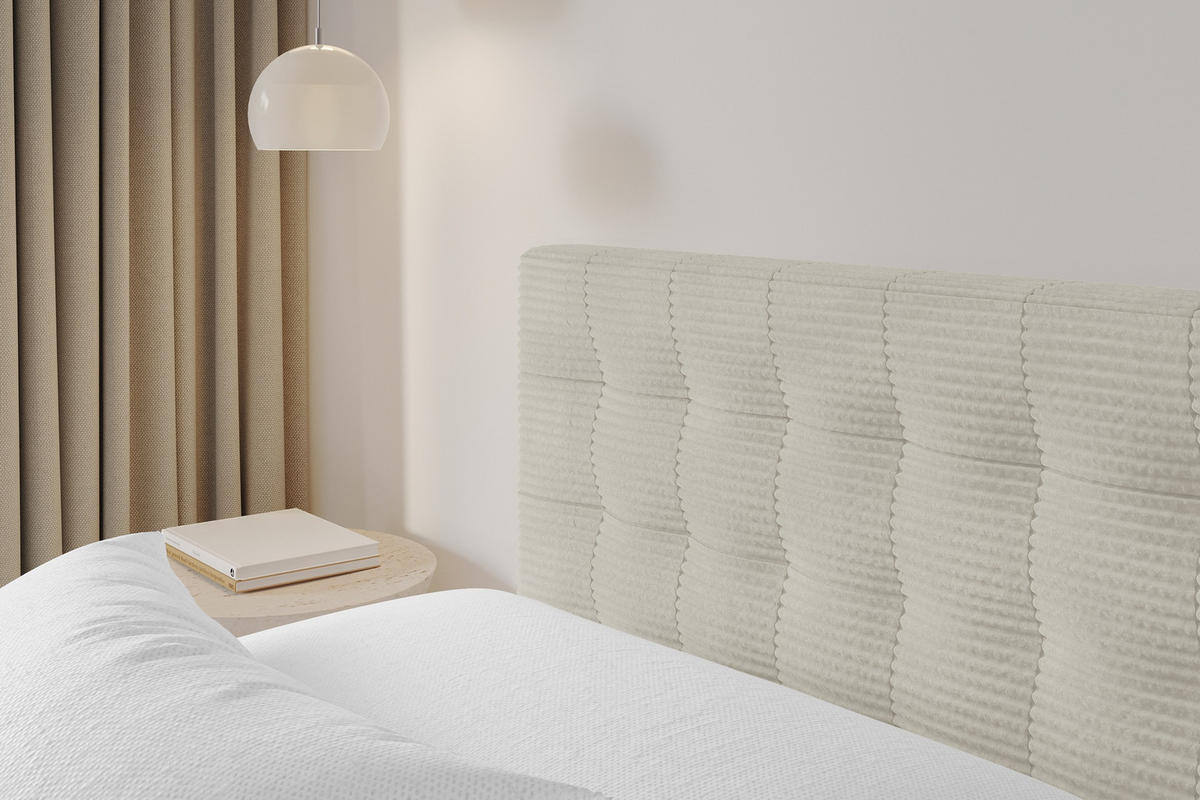 POLSTERBETT mit Bettkasten und Lattenrost, Boxbett ohne Matratze - PARI 180x200 Creme - Creme, Holzwerkstoff/Textil (180/200cm) - ALTDECOR