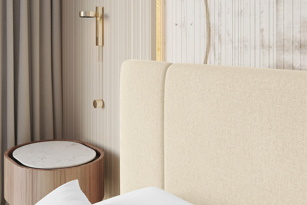 POLSTERBETT mit Bettkasten, Fußteil und Lattenrost, Boxbett ohne Matratze - RIVO-Z 160x200 Beige - Beige, Holzwerkstoff/Textil (160/200cm) - ALTDECOR