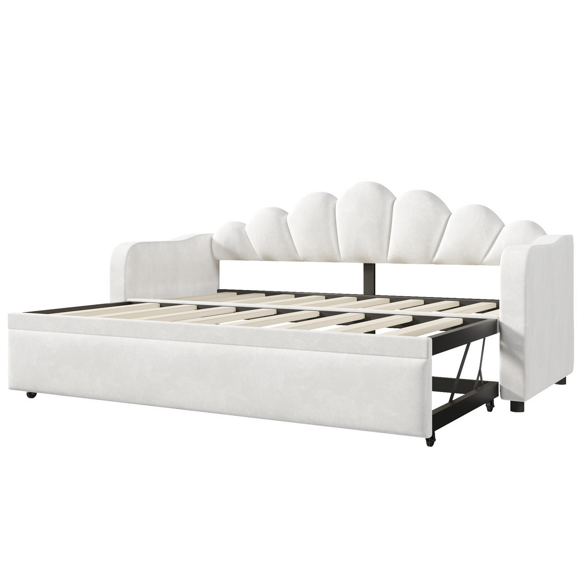 TAGESBETT 90/200 cm DE-32839 mit Ausziehfunktion und LED Weiß - Weiß, Holzwerkstoff (90/200cm) - ComfortXL