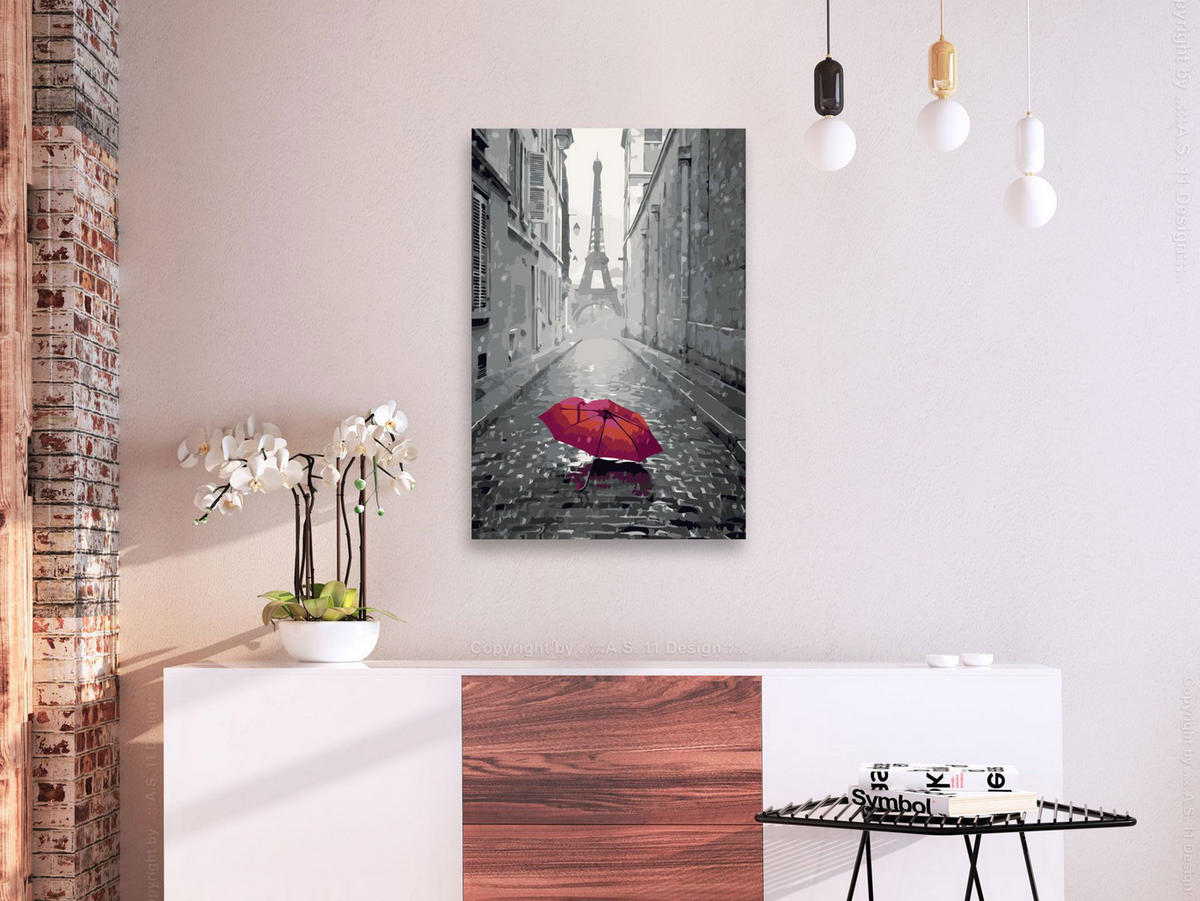 MALEN NACH ZAHLEN 40/50 cm - Rot/Grau, Textil (1.4/50cm) - KUNSTLOFT