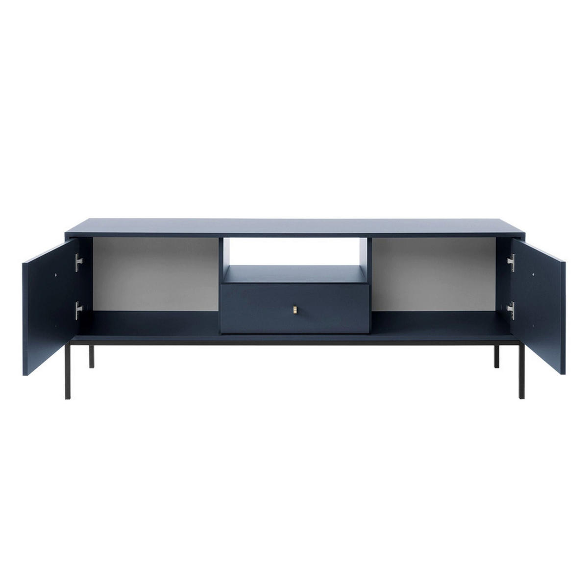 TV stolek Monne tmavě modrý 153/56/39 cm - černá/zlatá, kov/kompozitní dřevo (153.4/56.2/39cm) - Selsey