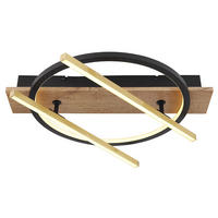 LED DECKENLEUCHTE Holzoptik Schwarz - Schwarz, Metall (44/40/9cm) - Globo Lighting