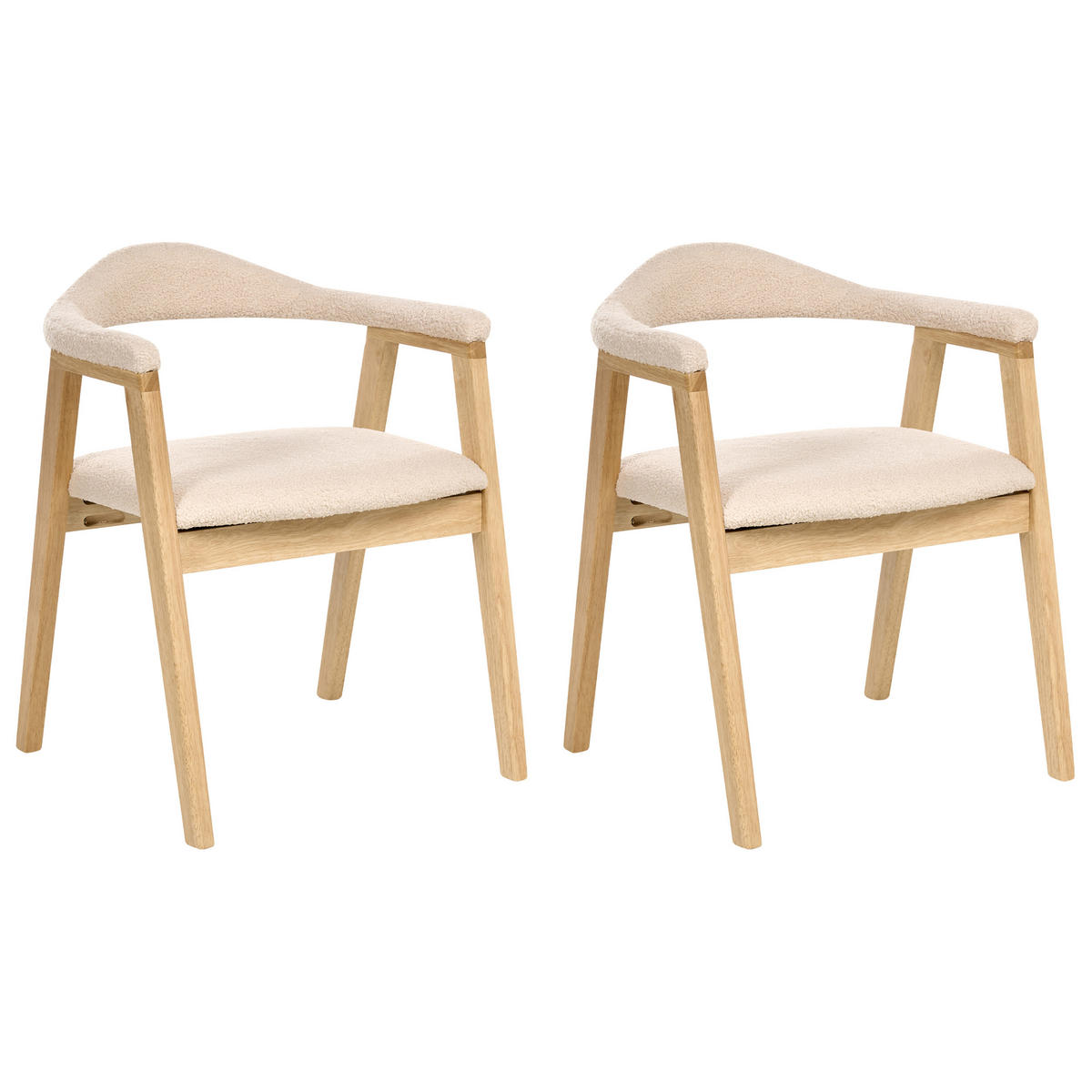 ESSZIMMERSTUHL 2er Set Holz Hellbraun Oneco - Hellbraun/Beige, Holz (56/72/62cm) - Beliani