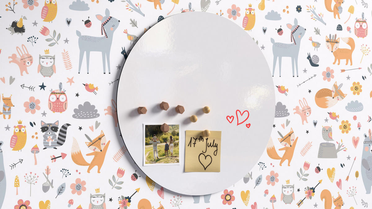 RUNDE Magnetplatte SLIMboard weiß 40 cm Durchmesser - rahmenlose weiße Tafel - Weiß, Metall (40/40/0.3cm) - ALLboards