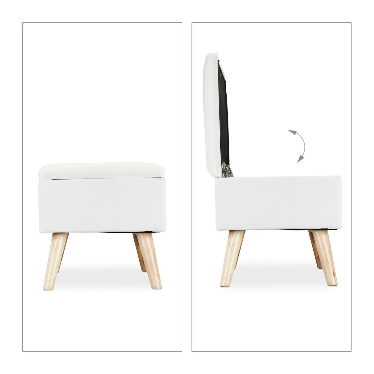SITZBANK - Weiß, Holz/Holzwerkstoff (79.5/39.5/39.5cm) - Relaxdays