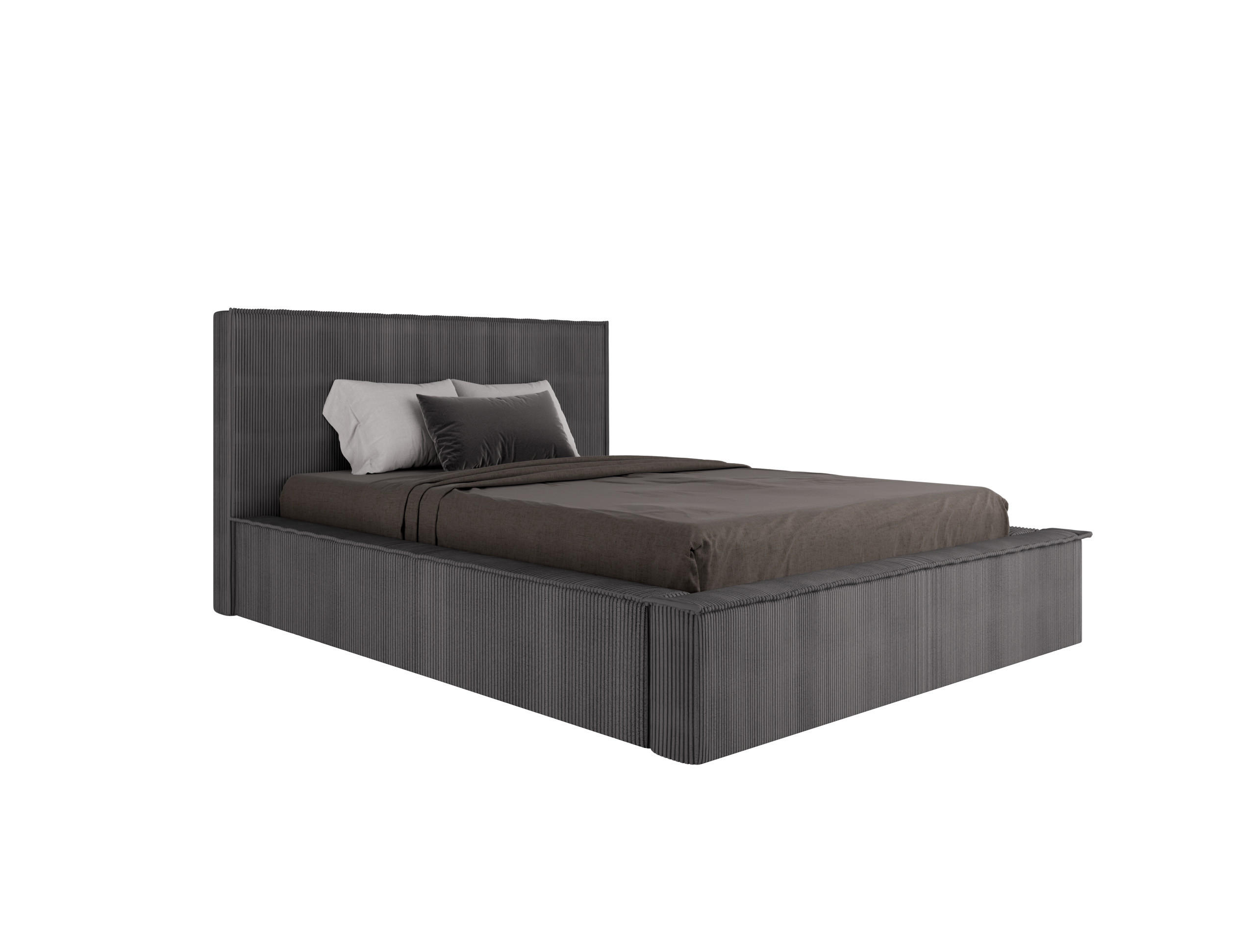 POLSTERBETT SANA 140x200cm Elegantes Polsterbett für modernen Wohnstil , 7-Zonen-Taschenfederkernmatratze mit kokos ARLAN (21 cm), dunkelgrau - Dunkelgrau, Holz (140/200cm) - Panda Möbel