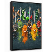 LEINWAND Bilder mit Rahmen - Kräuter - Gewürze - Löffel - 20x30 - Currygelb, Textil (20/30cm) - MuchoWow