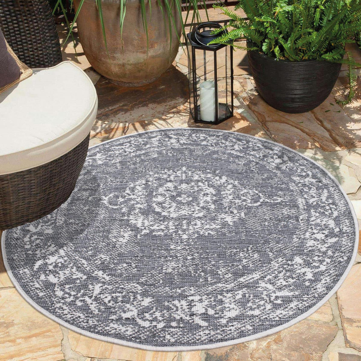 OUTDOOR-TEPPICH DuoRug 5577 Grau 160x160 cm - Grau, Textil (160/160cm) - carpet city
