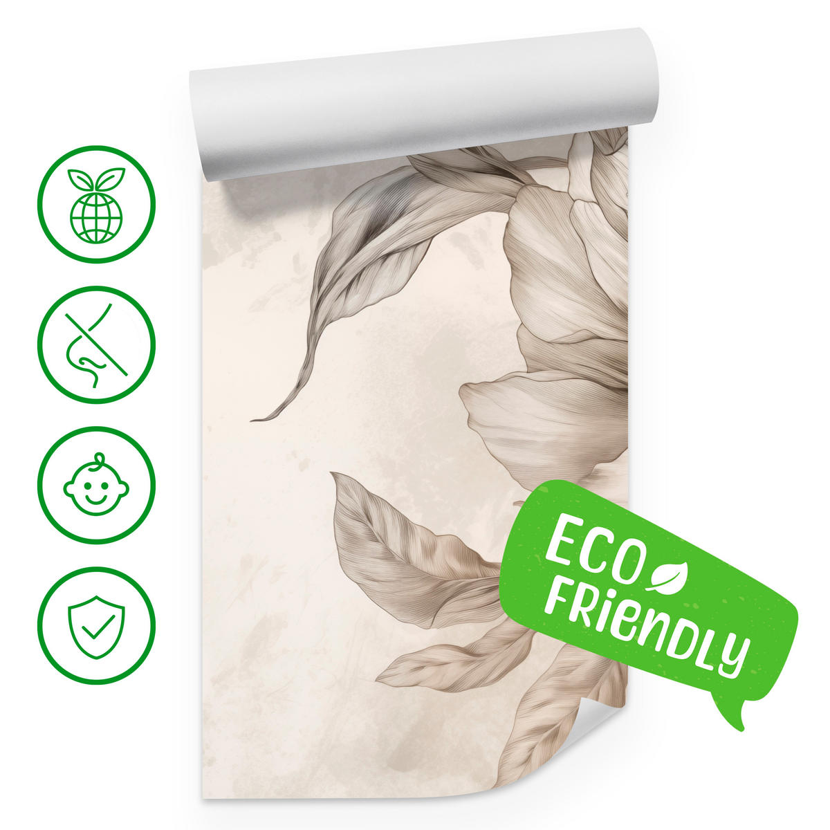 FOTOTAPETA Pre Spálňu Jemné Béžové Kvety Minimalizmus Moderná 350 x 256 cm - béžová, papier (350/256cm) - Muralo