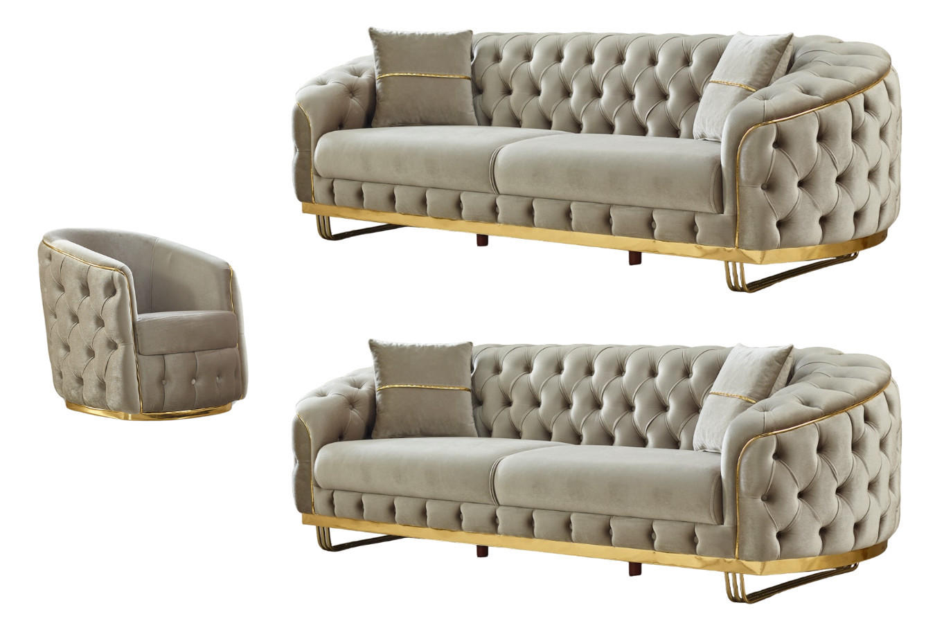 SITZGARNITUR Bellezza Taupe Stellvariante:3+3+1 - Taupe, Holz (235/85/95cm) - Villa Möbel