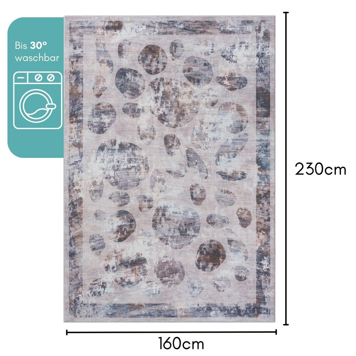 TEPPICH Kelpie Taupe,Anthrazit,Blaugrau 160/230 cm - Taupe, Textil (160/230cm) - My-Rug
