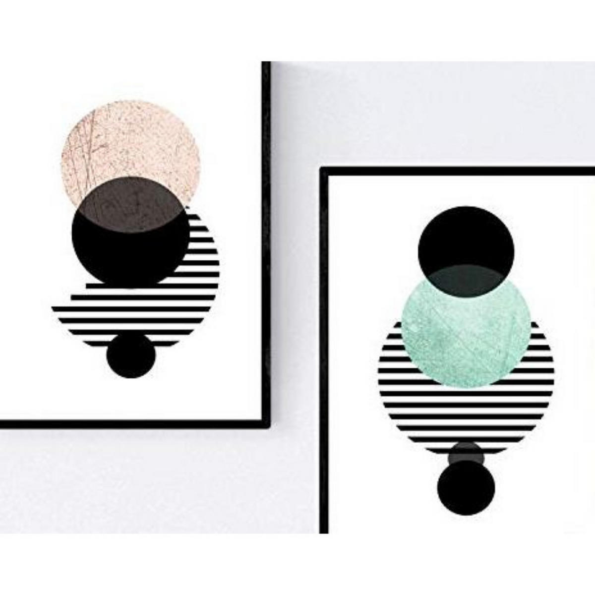 POSTER Set Mit 2 Geometrisch Mondfinsternis A4 Rahmenlos - Klar, Papier (29.7/5/21cm) - Nacnic