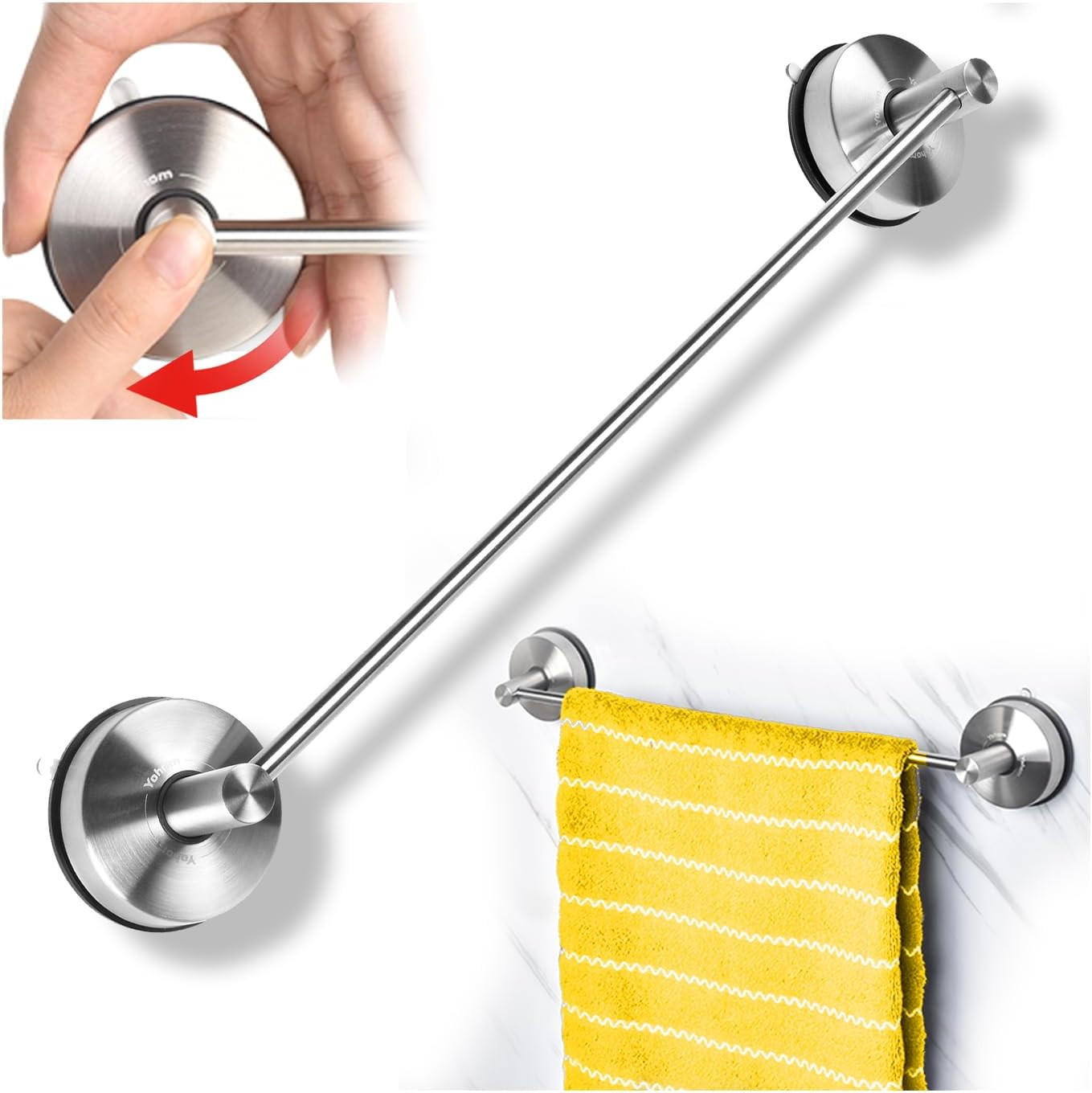 HANDTUCHSTANGE , 43 cm mit Saugnapf - Silberfarben, Metall (5.5/1/43cm) - BELZ