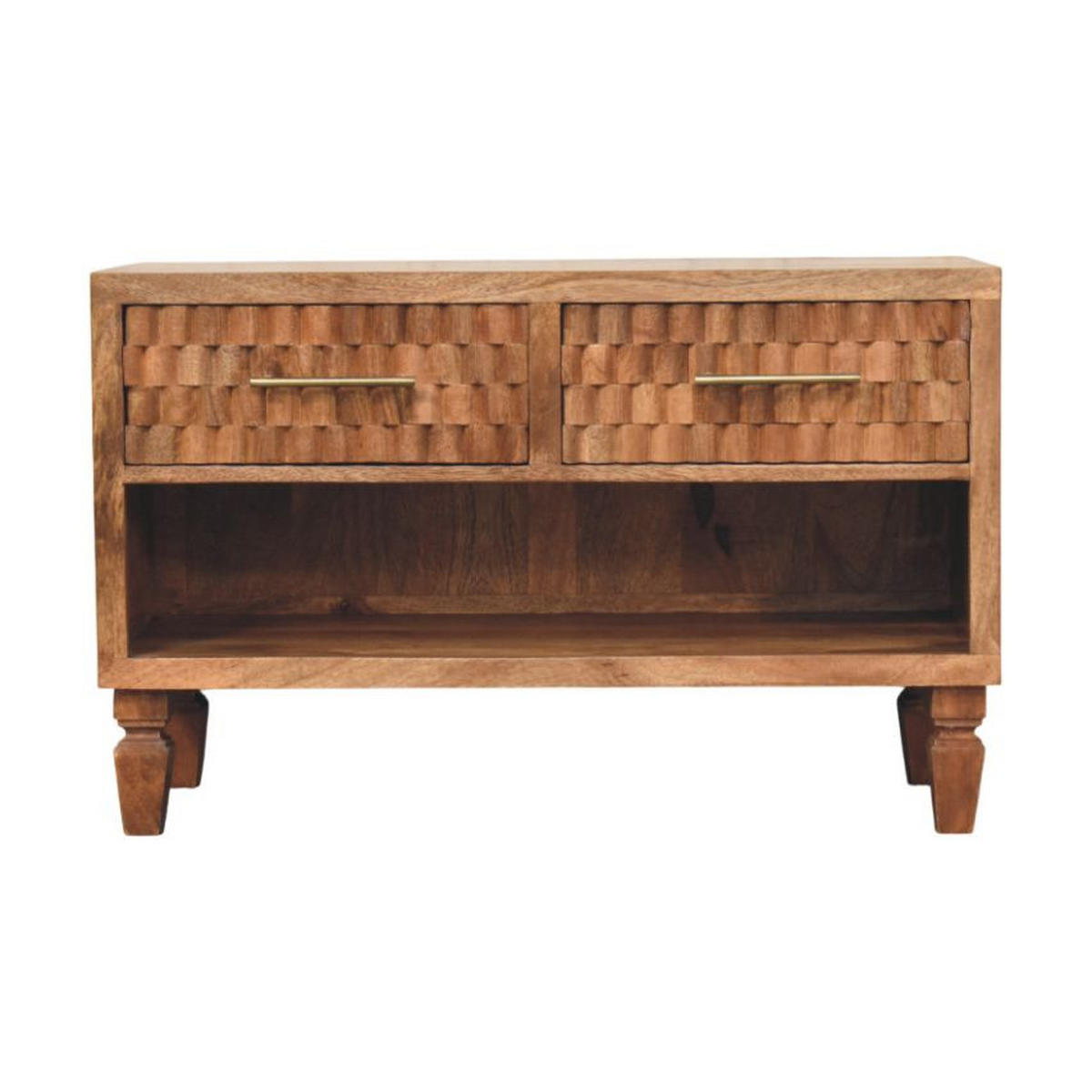 AUFBEWAHRUNGSMÖBEL Golden-Teak-Finish, 2 Schubladen, 1 offenes Regal, Hellbraun - Hellbraun/Braun, Holz (35/55/87cm) - Artisan Furniture