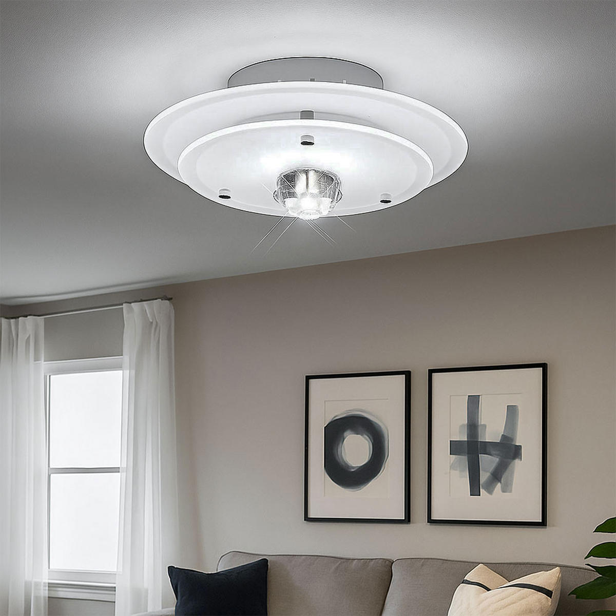 DECKENLEUCHTE Metall Glas Weiß - Weiß, Glas (22/22/12cm) - Esto