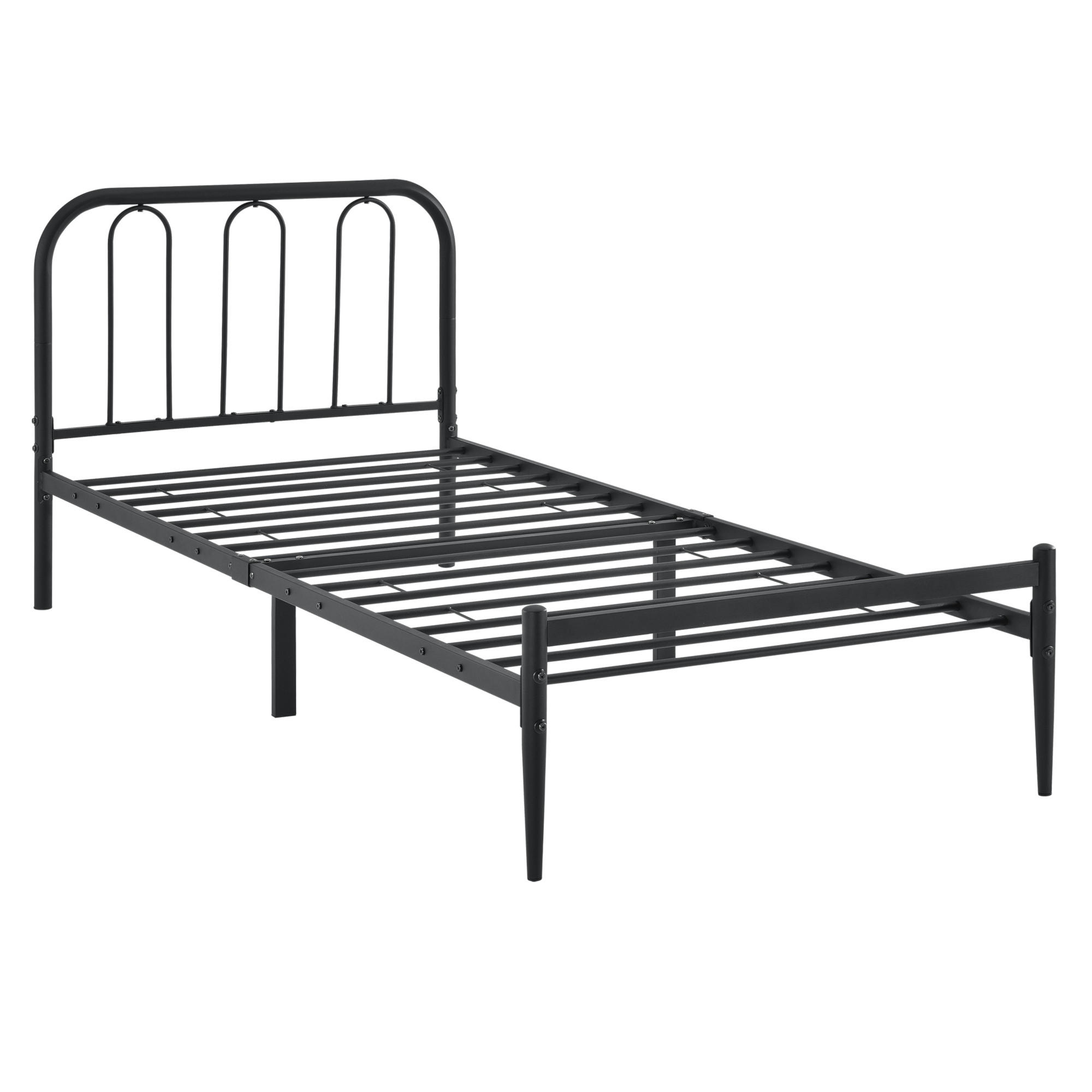 METALLBETT Hanko - Schwarz, Metall (90/200cm) - [en.casa]