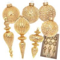 CHRISTBAUMSCHMUCK Romantikformen Antik Goldfarbig 19cm (Glas / 9 Stk.) - Goldfarben, Glas (8/19/8cm) - Krebs Glas Lauscha