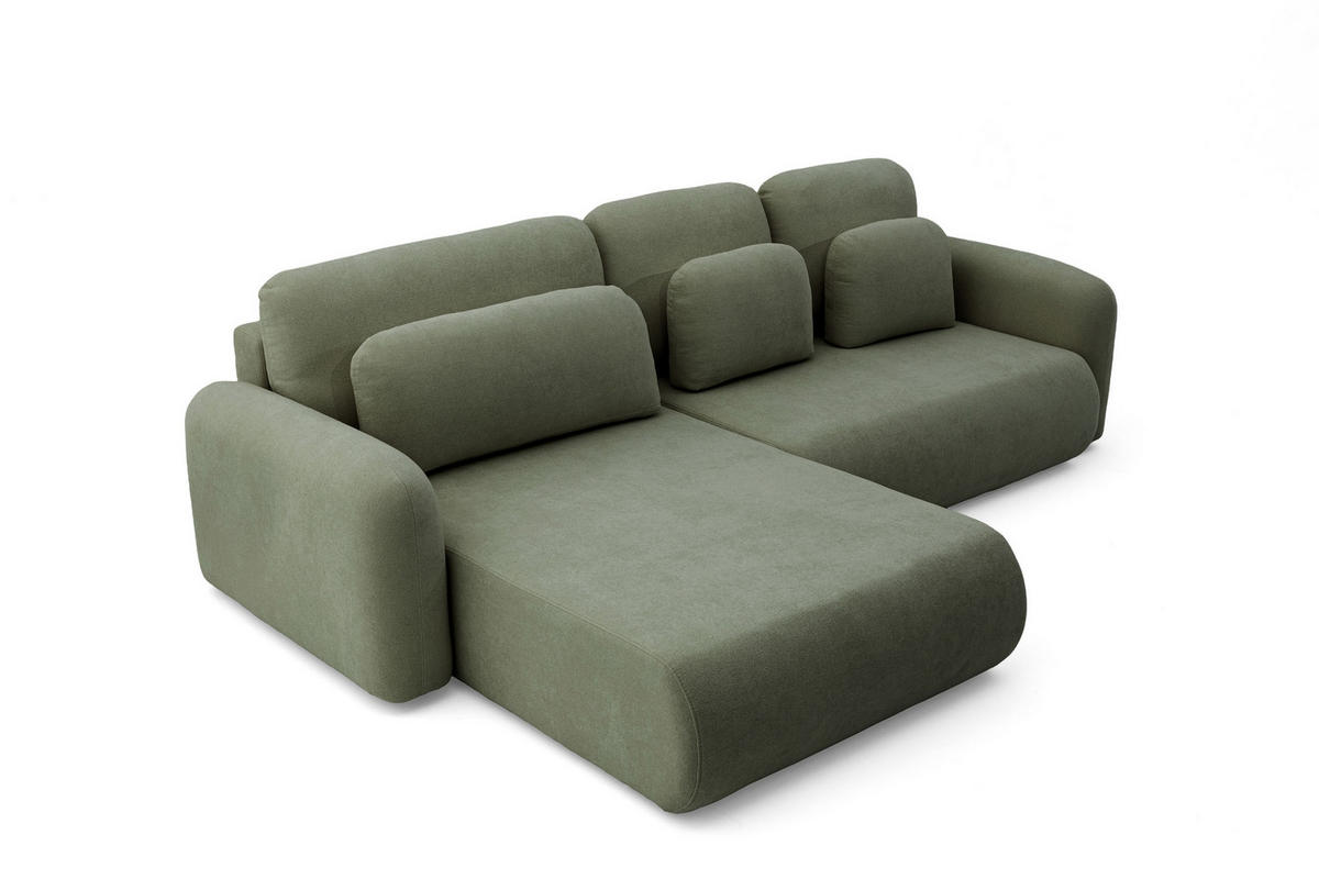 ECKSOFA NEST Universal mit Liegeflache 157x240 cm - Grün, Textil (280/187cm) - Muffo