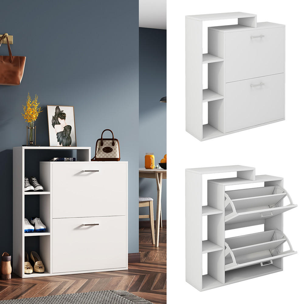 SCHUHKIPPER Tobias Weiß 80 x 90 cm - Weiß, Holzwerkstoff (80/90/24.5cm) - Vicco