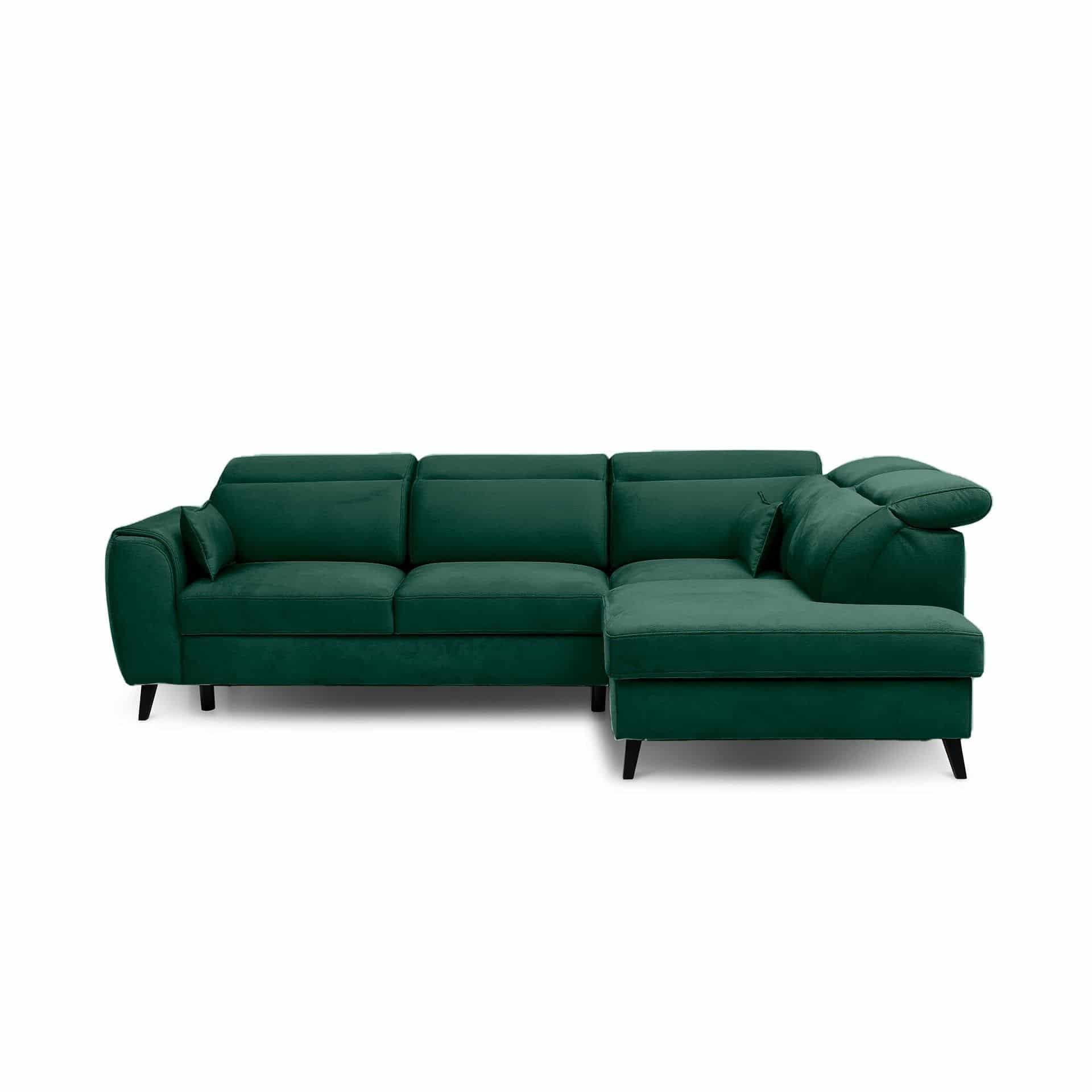 ECKSOFA mit Schlaffunktion & Bettkasten - Dunkelgrün/Schwarz, Holz/Textil (201/255cm) - Eltap