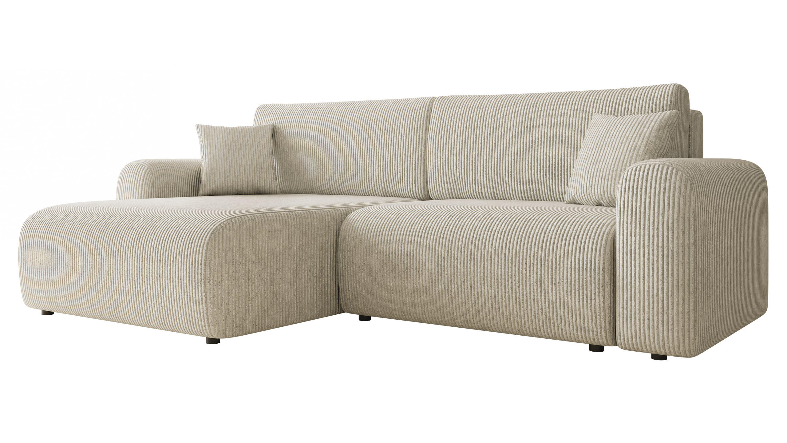 ECKSOFA Floryn L Cord - Schwarz/Naturfarben, Holz/Kunststoff (245/145cm) - MIRJAN24
