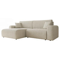 ECKSOFA Floryn L Cord - Schwarz/Naturfarben, Holz/Kunststoff (245/145cm) - MIRJAN24